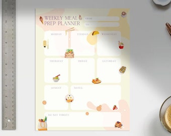 Weekly Meal Planner Printable, Recipes, Grocery List (Digital Download)