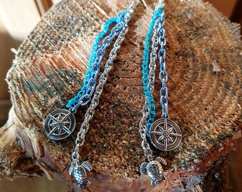 Compass and Sea Turtle Earrings