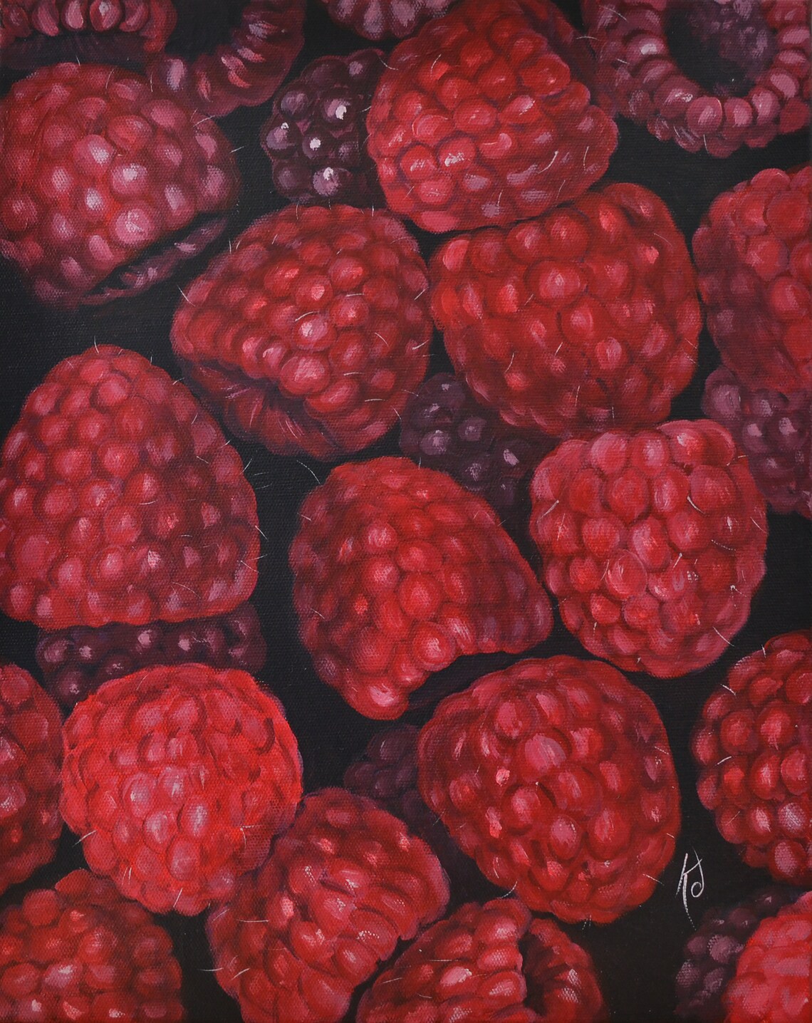 Raspberry Painting Acrylic Original Painting on Canvas With Etsy