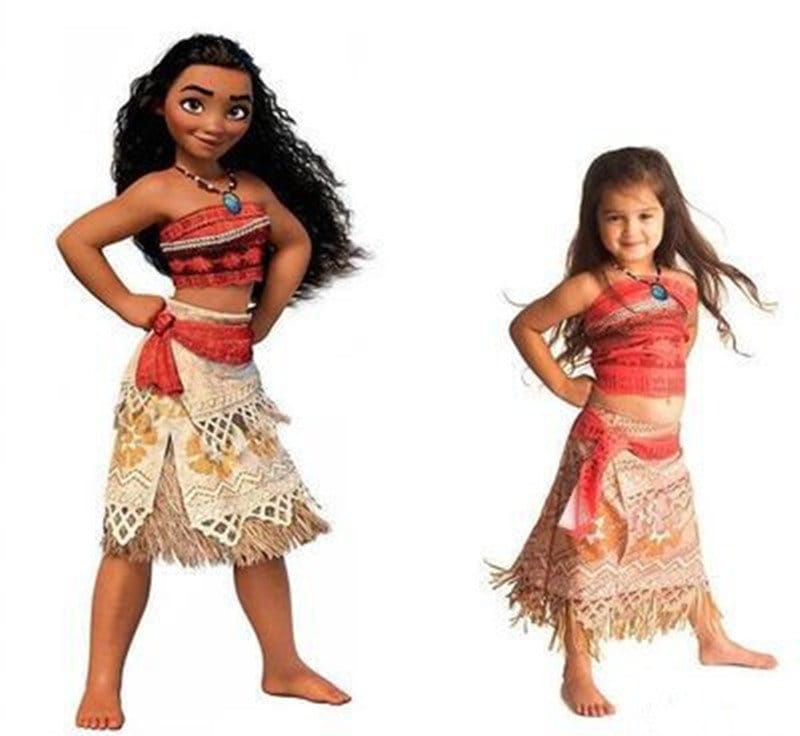 Disney Moana Girls Adventure Outfit Animação Cosplay Traje Roupas Com Colar  Carnaval - Costumeslive.com