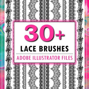 Adobe Illustrator Lace Brushes Lingerie, Intimate Apparel, Panty or Bra CAD Flats & Clip Art Design - Change Colors Easily - FULLY EDITABLE
