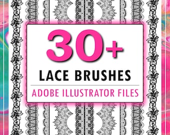 Adobe Illustrator Lace Brushes Lingerie, Intimate Apparel, Panty or Bra CAD Flats & Clip Art Design - Change Colors Easily - FULLY EDITABLE