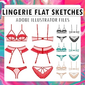 Corsets Flat Sketches Bundle - Fashion Flats, Fashion Design, Technical  Drawing, Tech Pack, Vector