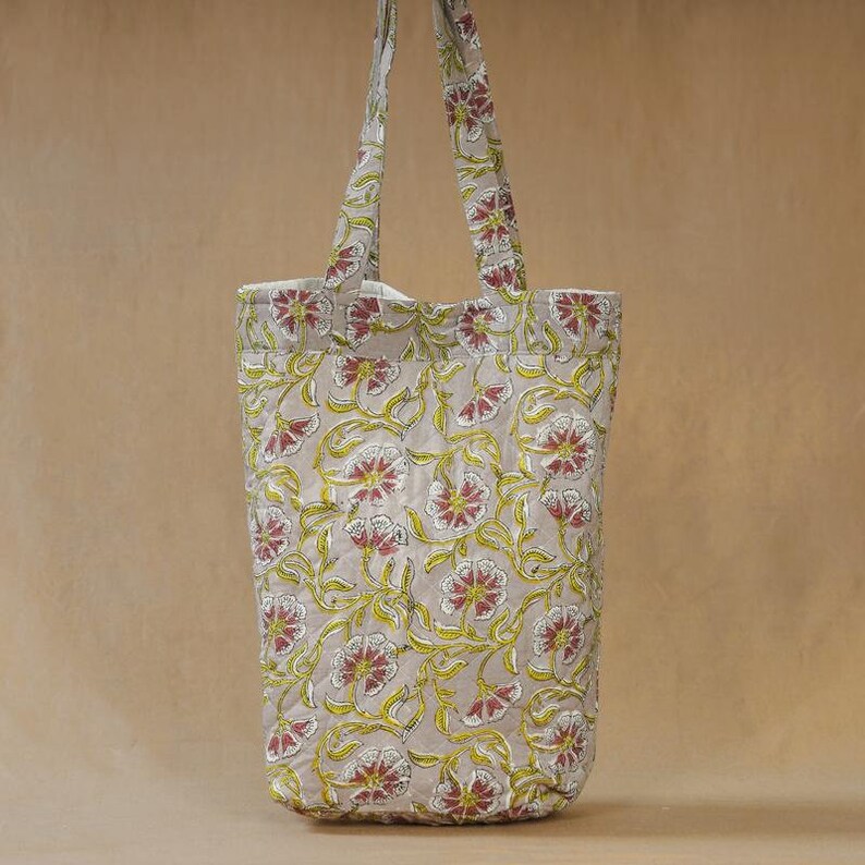 Pink - Handcrafted Quilted Sanganeri Block Printed Shoulder Bag