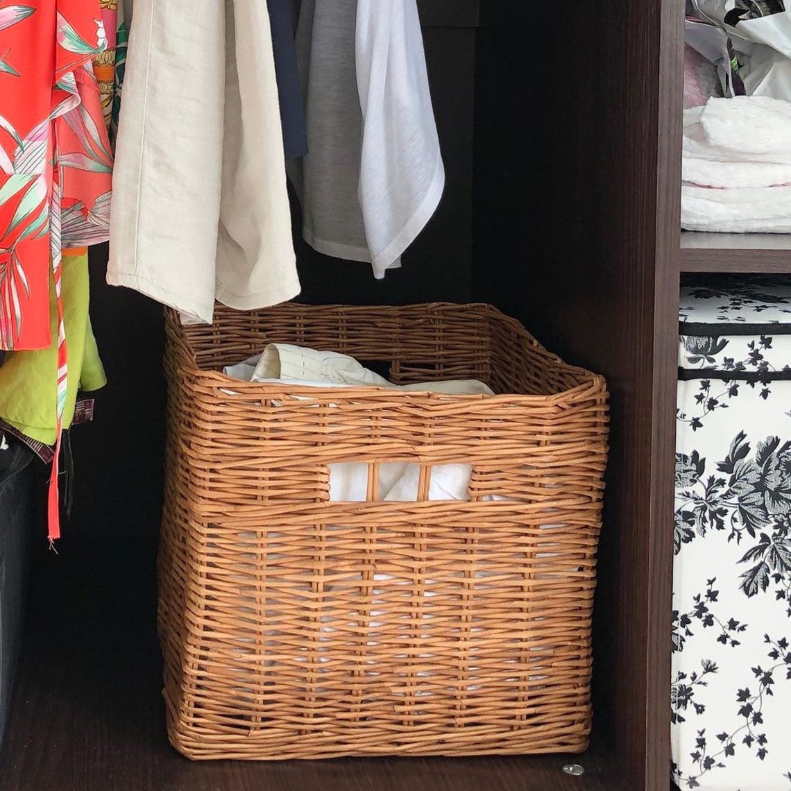 Cesta natural Caja de almacenamiento grande Organizador de | Etsy