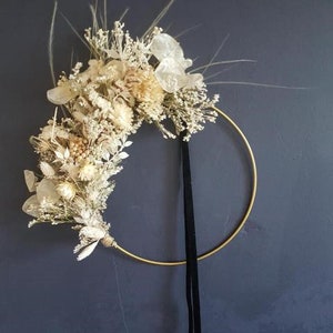 White and cream Dried Flower Wreath/Metal Hoop/Dried Flower Wreath/White/Cream/Boho Wedding/ Bridesmaid Hoop/ wedding flower hoop