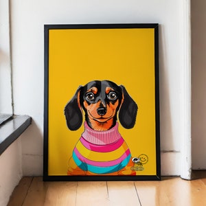 Dackel Wandbild, Dackel Wandbild, Hund Kunst, Pet-shop Kunst, Dackel Geschenk, digitaler Download, Poster, Kunstdruck, Wanddruck, bedruckbar