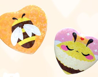 Love you Ba-bee 2" Holo Heart Pinback Buttons