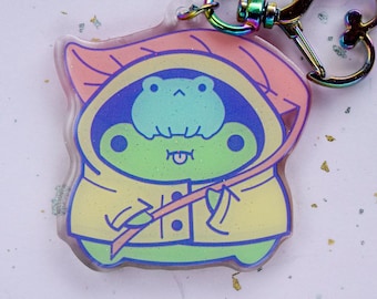 Autumn Rain Frog 2" Acrylic Charm with Epoxy Glitter