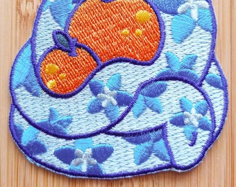 Blue Flower Snake with Oranges Iron-on Patch
