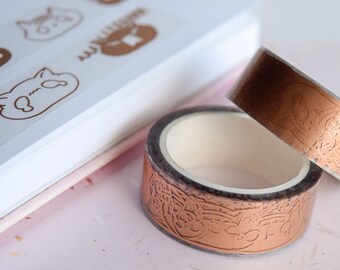 Screamy the Cat Rose Gold PET Washi Tape