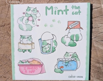 Mint the Cat 4" x 4" Square Sticker Sheet
