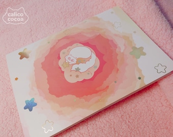 Gold holographic foil stickerbook with sewn edging