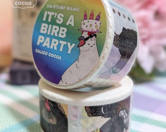 Stamp Washi Tape: It's a Birb Party & Voids | Scrapbooking, Journaling and Letter Mail Paper Decorations