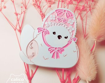 Fanciful Borb in a Pink Bonnet 2" Soft Enamel Pins