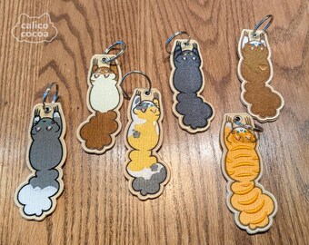 Hang In There, Kitty! Embroidered Keychains for Luggage, Backpacks and Keyrings