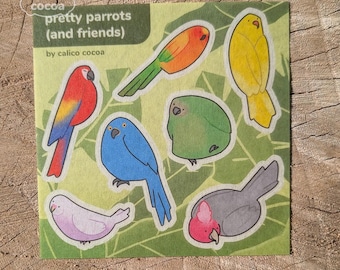 Pretty Parrots (and Friends) 4" x 4" Square Sticker Sheet