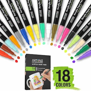 Acrylic Paint Pens-Set of 18 Premium Markers Extra Fine Tip for DIY Art Project