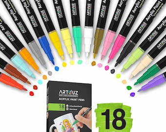 Acrylic Paint Pens-Set of 18 Premium Markers Extra Fine Tip for DIY Art Project
