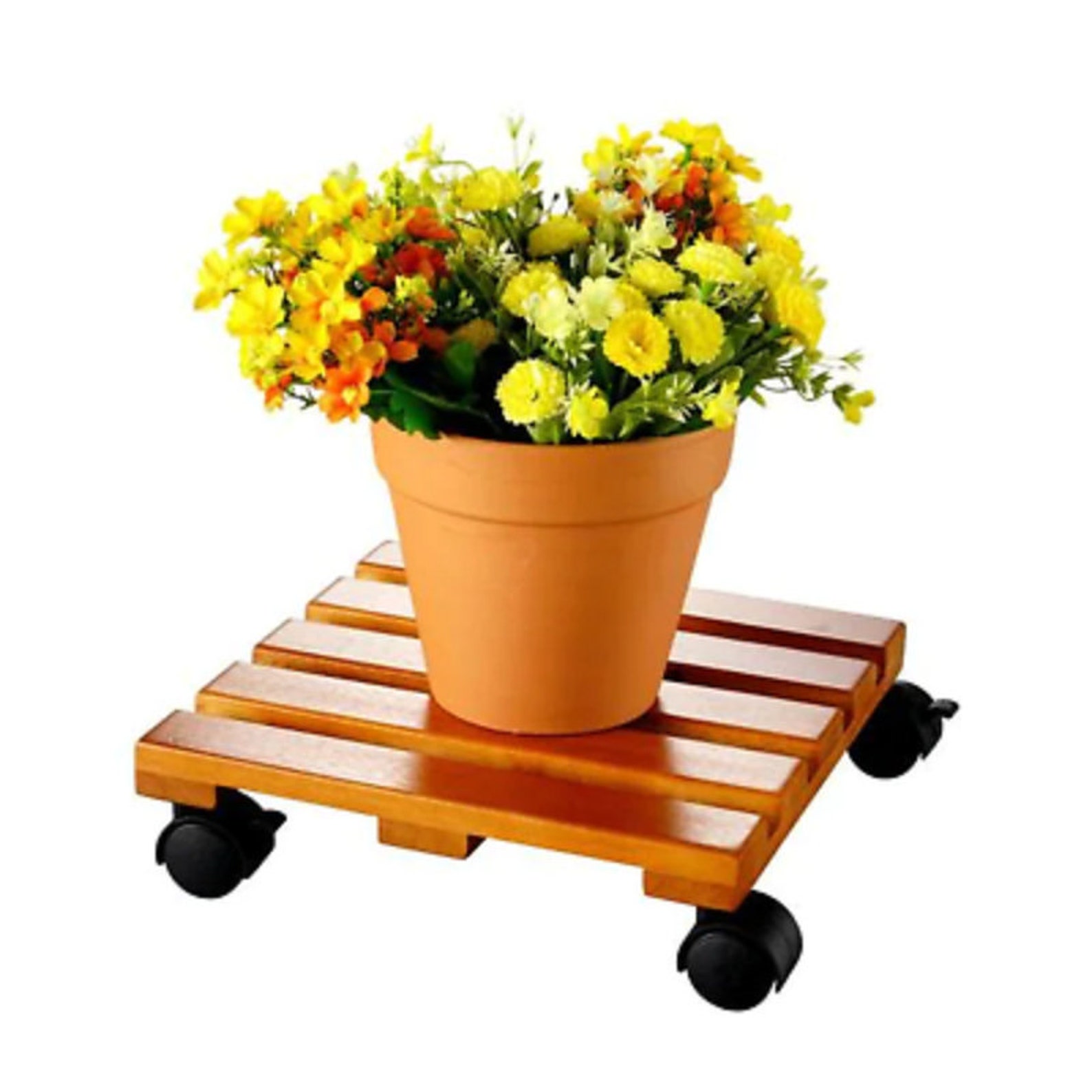 Vigoro Wood Lattice Plant Caddy With Wheels and Lock 12x12 Inches New 4