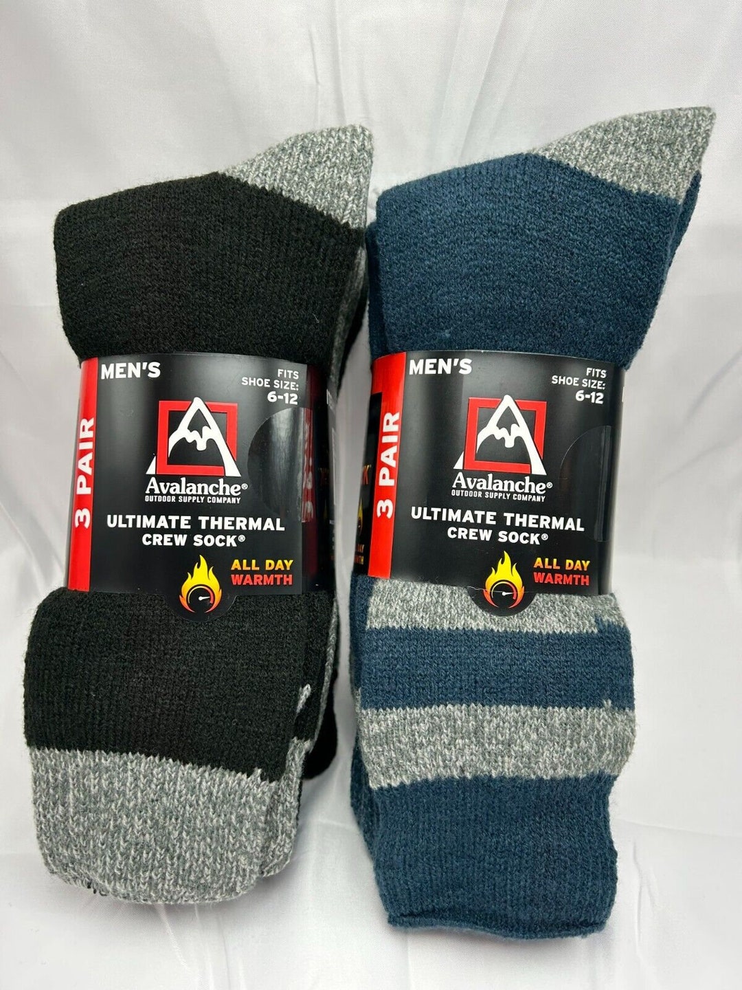 Avalanche Men's Ultimate Thermal Crew 3pair Socks Fits Shoe Sizes 612