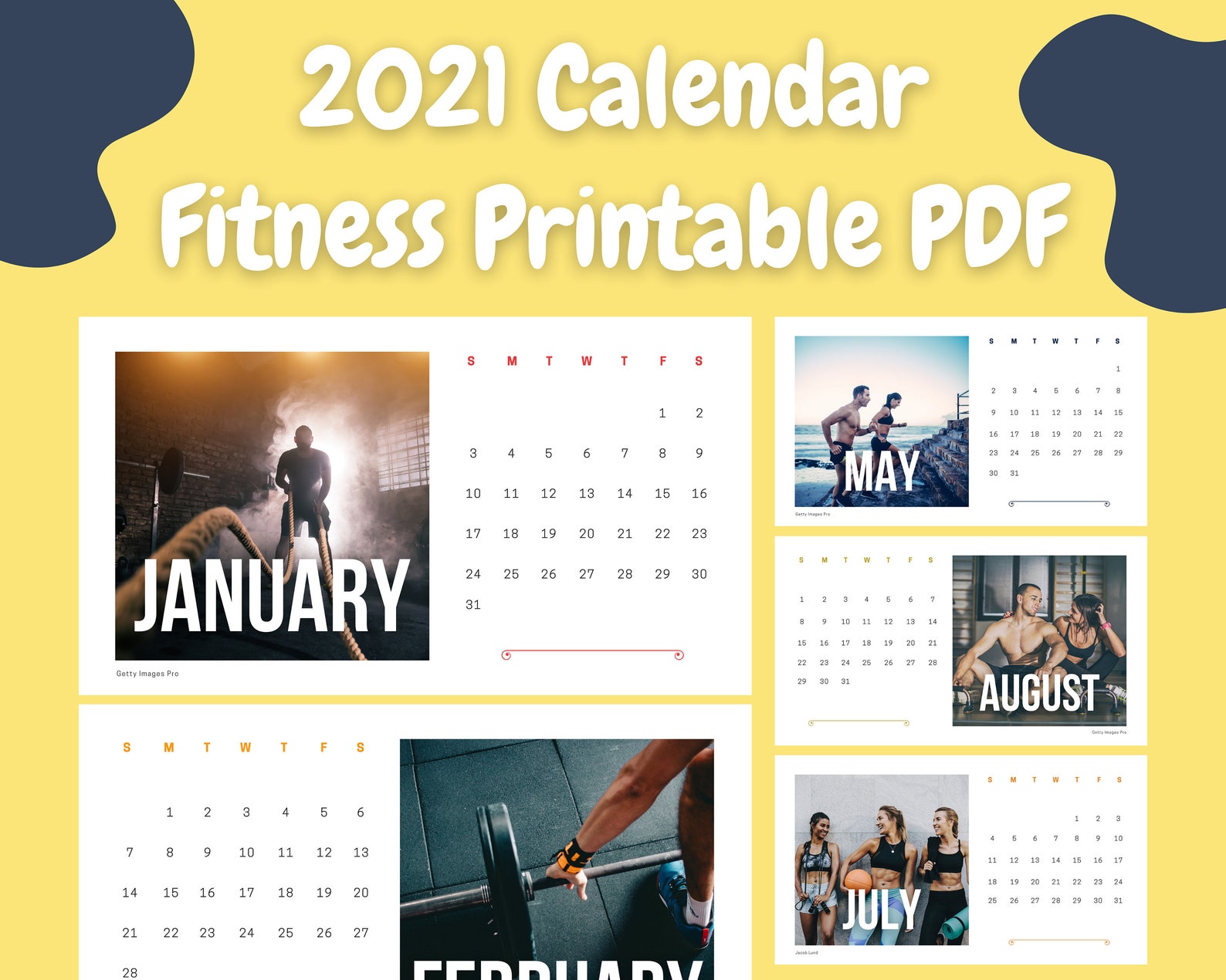 Motivational Fitness 2021 Wall Calendar Cool Workout and Gym | Etsy