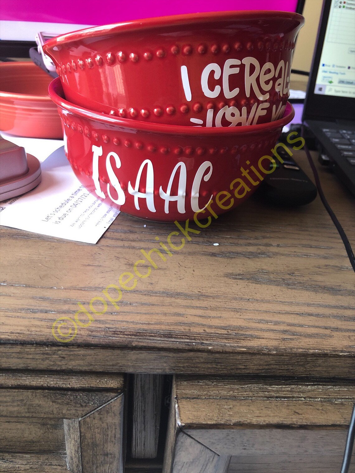 Personalized cereal bowl that includes a choice of cereal. Etsy