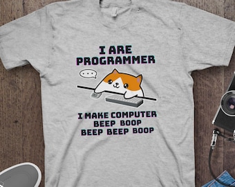 I Are Programmer T-Shirt, Cute Cat Coding Tee, Gift for Coders, Tech Lover Apparel, Developer Geek Wear, Computer Science, Software Engineer
