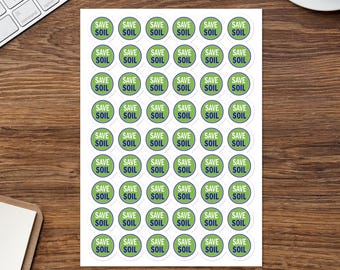 Save Soil Stickers, 54 Pack Small Vinyl Decals Sheet for Eco-Friendly Environmental Awareness