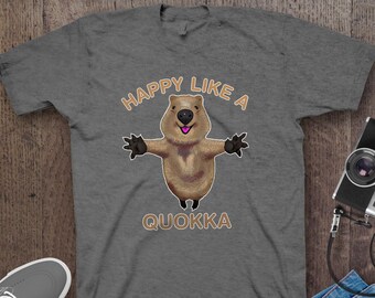 Happy Quokka Smile T-Shirt, Soft Cotton Australian Animal Tee