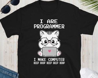 I Are Programmer T-Shirt, Cute Cat Coding Tee, Gift for Coders, Tech Lover Apparel, Developer Geek Wear, Computer Science, Software Engineer