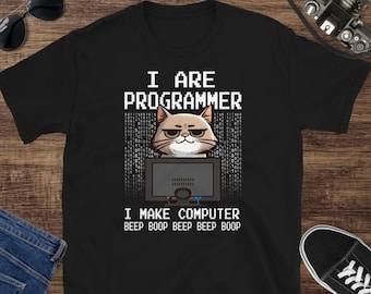 I Are Programmer T-Shirt, Cute Cat Coding Tee, Gift for Coders, Tech Lover Apparel, Developer Geek Wear, Computer Science, Software Engineer