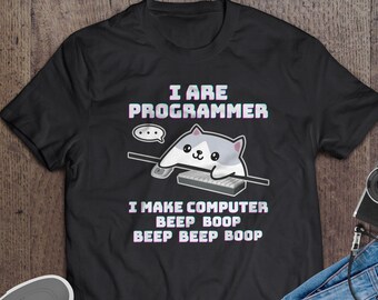 I Are Programmer T-Shirt, Cute Cat Coding Tee, Gift for Coders, Tech Lover Apparel, Developer Geek Wear, Computer Science, Software Engineer