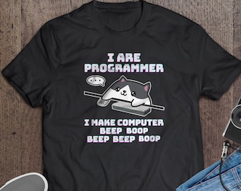 I Are Programmer T-Shirt, Cute Cat Coding Tee, Gift for Coders, Tech Lover Apparel, Developer Geek Wear, Computer Science, Software Engineer