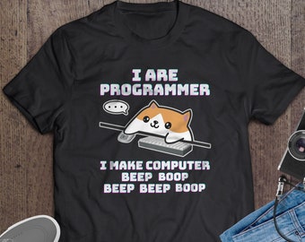 Ich bin Programmierer T-Shirt, süßes Katzen-Coding-T-Shirt, Geschenk für Coder, Tech-Liebhaber-Kleidung, Programmierer-Geek-Abnutzung, Computer Science, Software-Ingenieur