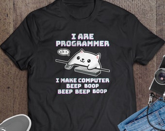 I Are Programmer T-Shirt, Cute Cat Coding Tee, Gift for Coders, Tech Lover Apparel, Developer Geek Wear, Computer Science, Software Engineer