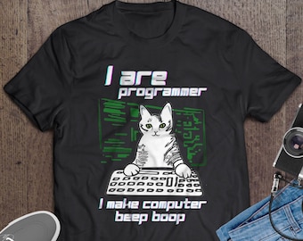 I Are Programmer T-Shirt, Cute Cat Coding Tee, Gift for Coders, Tech Lover Apparel, Developer Geek Wear, Computer Science, Software Engineer