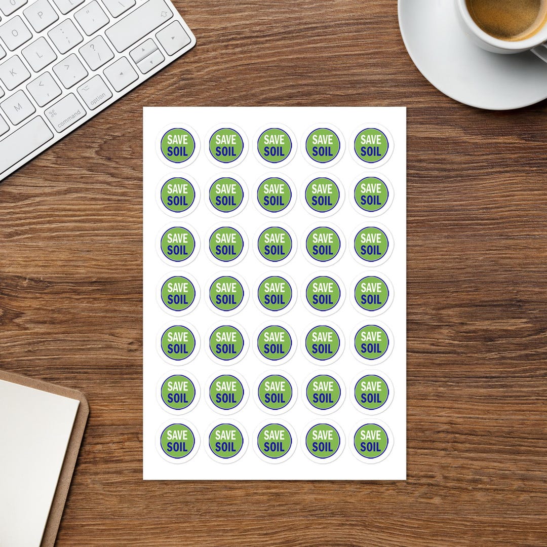 Soil Label Sticker Save Soil Stickers, 35 Pack Small Vinyl Decals Sheet for Eco-friendly ...