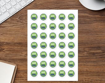 Save Soil Stickers, 35 Pack Small Vinyl Decals Sheet for Eco-Friendly Environmental Awareness