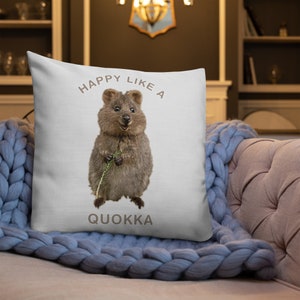 Happy Like A Quokka Throw Pillow, Cute Quokka Home Decor, Pillow for Comfort and Style