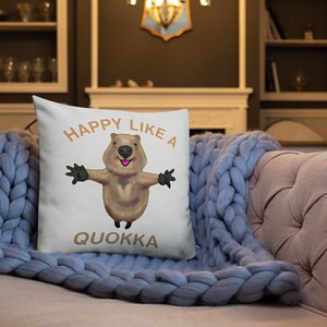 Happy Like A Quokka Throw Pillow, Cute Quokka Home Decor, Pillow for Comfort and Style