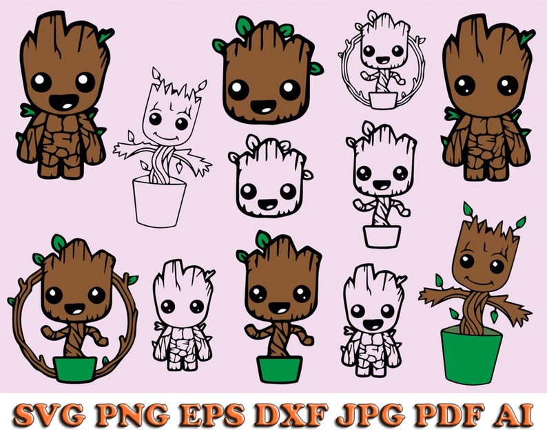 Download Clip Art Art Collectibles Baby Groot Layered Baby Groot Svg Files For Silhouette Cameo Baby Groot Vector Baby Groot Cut File Cricut Baby Groot Clip Art