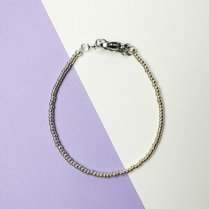 Handmade Silver Beaded Bracelet: Minimalist Miyuki Seed Beads