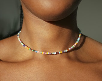 Colorful Pearl Necklace, Perlen Halskette Bunt, Colorful Pearl Choker, Mixed Bead Necklace, Beaded Pearl Necklace, Freshwater Pearl Necklace