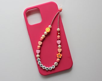 Mobile Phone Chain (Personalisierbar), Personalised Phone Charm, Custom Cell Phone Charm, Colourful Phone Chain, Pearl Phone Chain