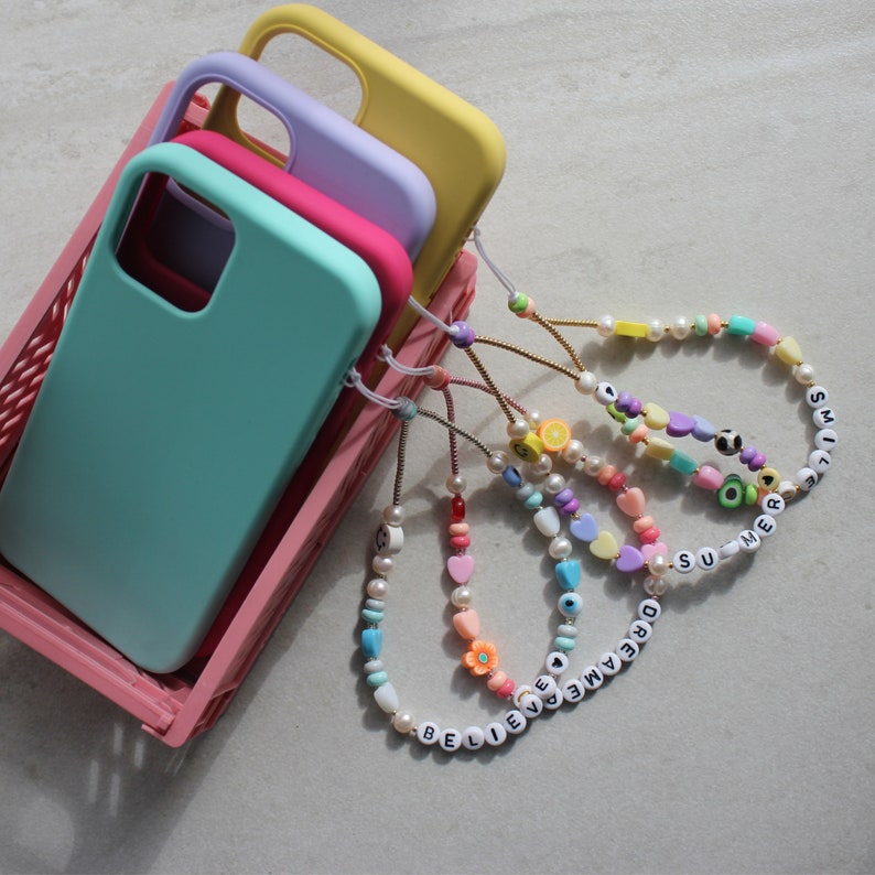 Chaîne pour téléphone portable barre personnalisée, Pendentif pour téléphone personnalisé, Pendentif pour téléphone portable personnalisé, Chaîne pour téléphone colorée, Chaîne pour téléphone en perles image 4