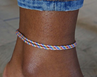 Regenbogen Fußkettchen, Surfer Fußkettchen für Männer und Frauen, Strand Fußkettchen, verstellbares Fußkettchen, Minimale Fußkette, wasserdichtes Fußkettchen, Boho Anklet