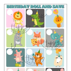 Birthday Roll and Save Savings Challenge and Cash Envelope