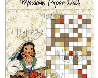 Mexican Paper Doll Savings Challenge and Cash Envelope