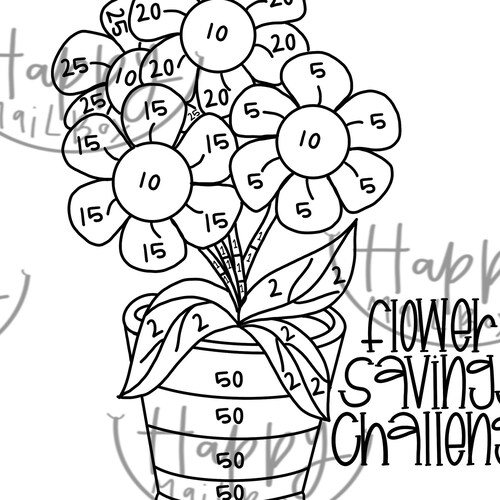 Flower Power Color by Number Flower Savings Challenge Etsy Australia